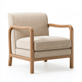 Fauteuil 75 x 80 x 86 cm en tissu beige et bois naturel - assise rembourrée style contemporain