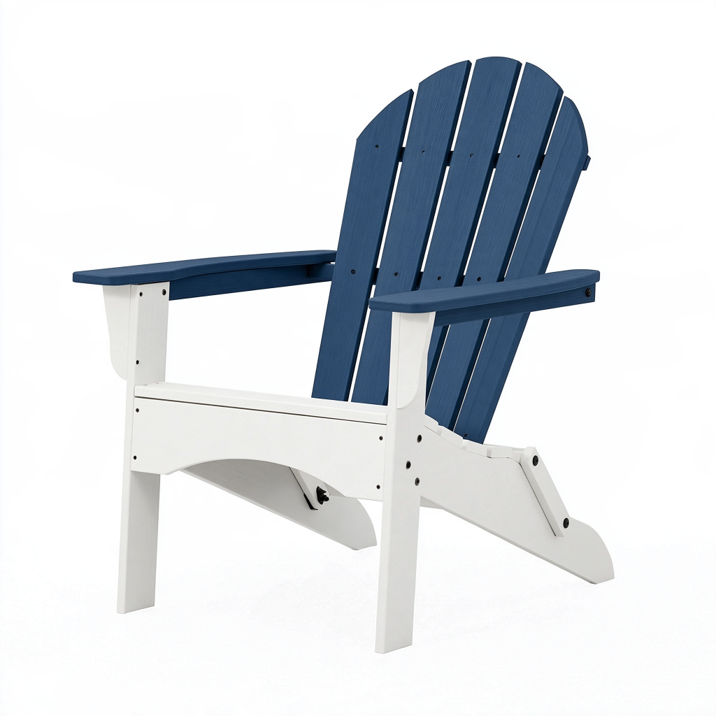 Fauteuil de jardin Adirondack 80 x 76 x 98 cm en bois bleu et blanc inclinable