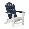 Fauteuil Adirondack 88 x 76 x 98 cm en bois bleu marine et blanc pour extérieur pliant