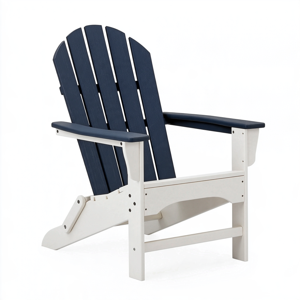Fauteuil Adirondack 88 x 76 x 98 cm en bois bleu marine et blanc pour extérieur pliant