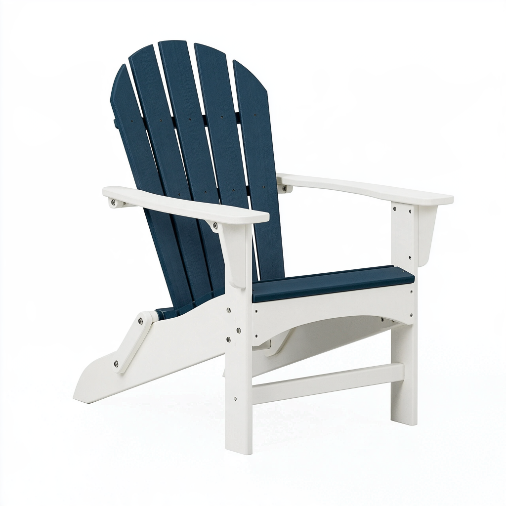 Fauteuil de jardin Adirondack 98 x 76 x 94 cm en bois bleu marine et blanc pliant