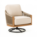 Fauteuil de jardin 75 x 80 x 84 cm en bois beige avec cordage pivotant