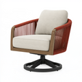 Fauteuil pivotant 80 x 78 x 85 cm en bois beige rouge brique style contemporain