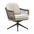 Fauteuil pivotant 76 x 78 x 85 cm en corde gris et bois style contemporain