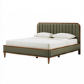 Lit double 160 x 200 cm en tissu vert avec cadre en bois style contemporain