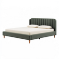 Lit 160x200 cm en tissu vert foncé avec tête de lit capitonnée style contemporain