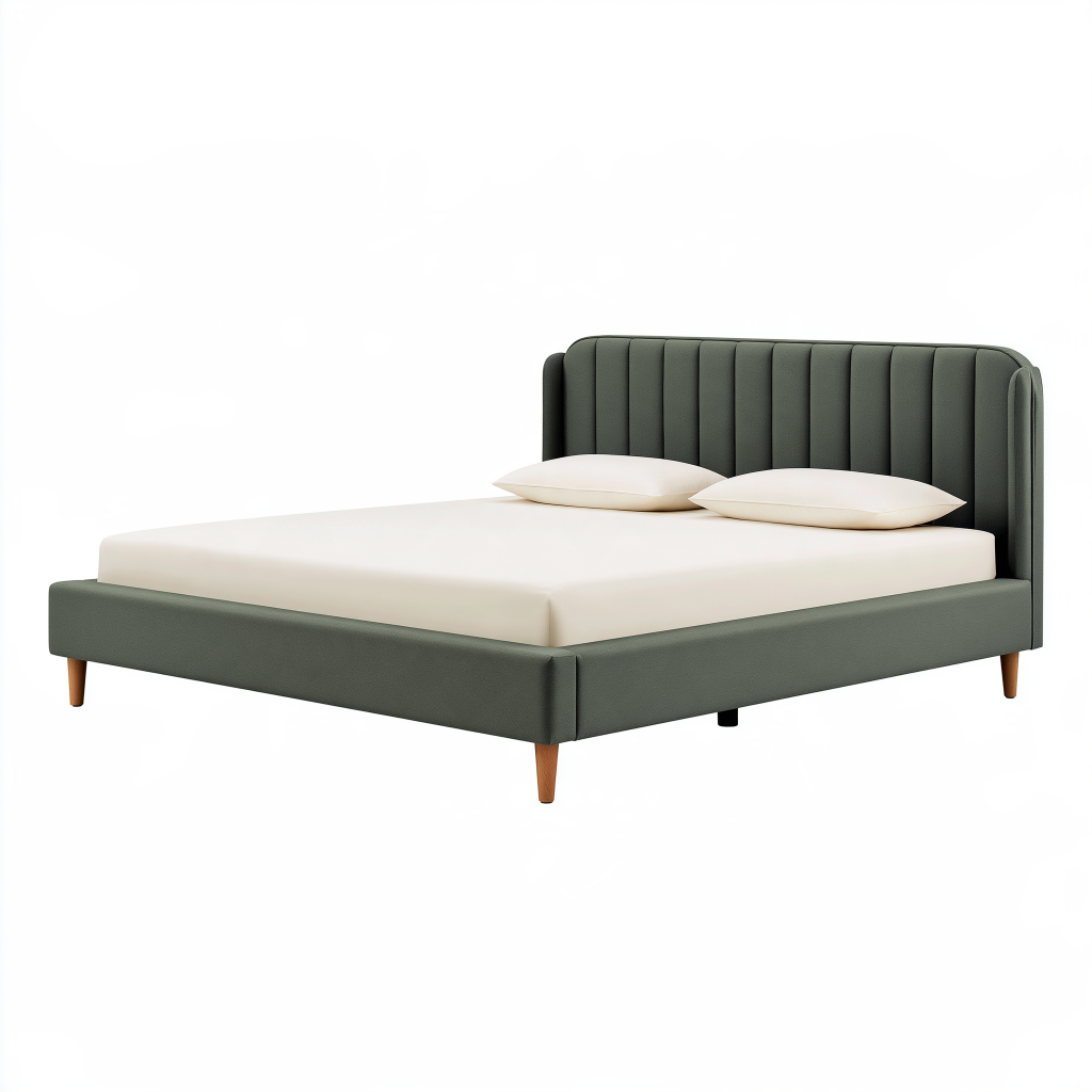 Lit 160x200 cm en tissu vert foncé avec tête de lit capitonnée style contemporain