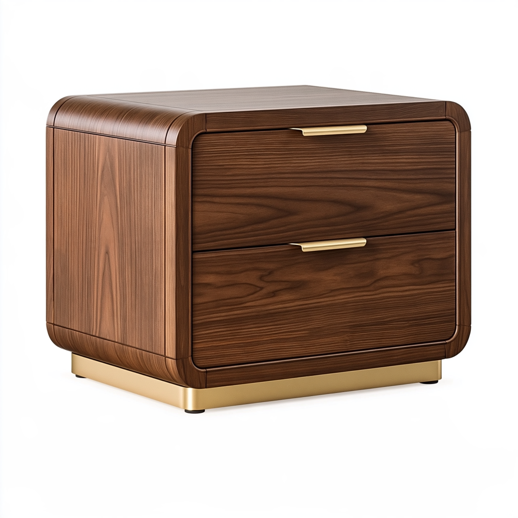 Table de chevet 60 x 45 x 55 cm en bois brun à 2 tiroirs style contemporain