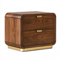 Table de chevet 60 x 45 x 50 cm aspect bois noyer avec 2 tiroirs style contemporain