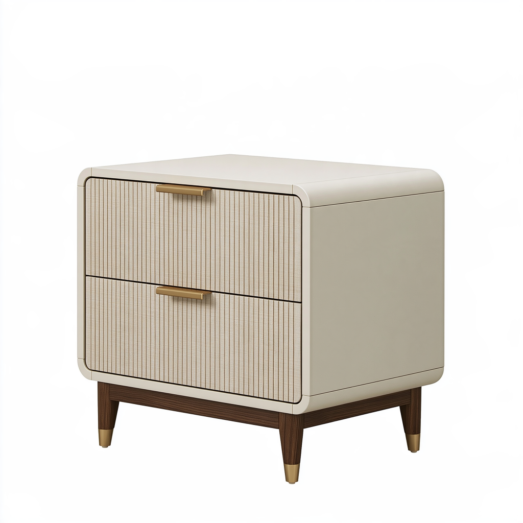 Table de chevet 50 x 40 x 55 cm beige en bois à 2 tiroirs style contemporain