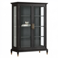 Vitrine 110 x 45 x 180 cm en bois noir et verre style classique