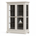 Vitrine 100 x 45 x 190 cm en bois blanc et verre style classique