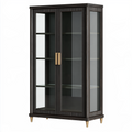 Vitrine 90 x 40 x 180 cm en bois et verre noir marron foncé style contemporain