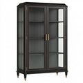 Vitrine 100 x 45 x 190 cm en bois brun foncé avec verre style classique